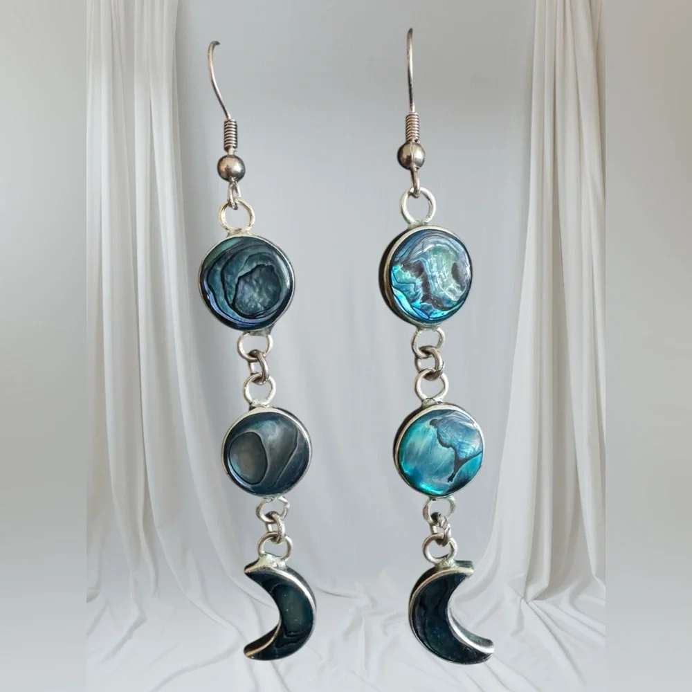 Abalone Shell Blue Dangle Earrings